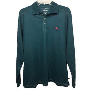 Tommy Bahama IslandZone Men's Small Long Sleeve‎ Supima Polo Shirt Teal Green